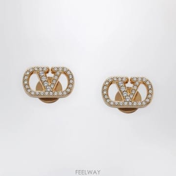 26 F/W 발렌티노 V로고 시그니처 골드톤 귀걸이 WITH 크리스탈 B0052263600