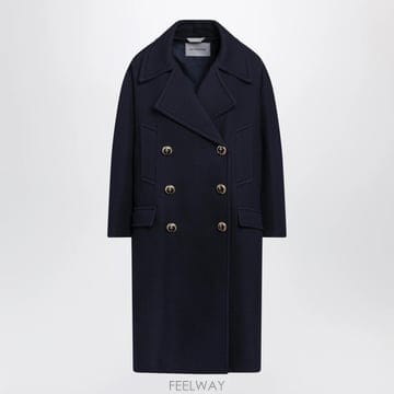 26 F/W 발렌시아가 롱 네이비 텍스처 울 피어스 코트 872232 B0052263644