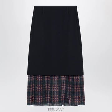 26 F/W 드리스 반 노튼 네이비 블루 미디 스커트 WITH 체크  B0052263678