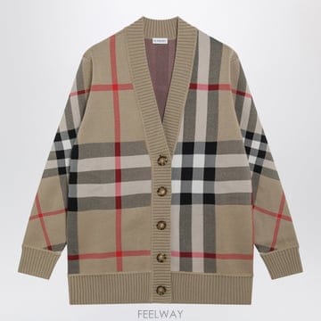 26 F/W 버버리 베이지 체크 가디건 인 울 블렌드 80391531 B0052263715