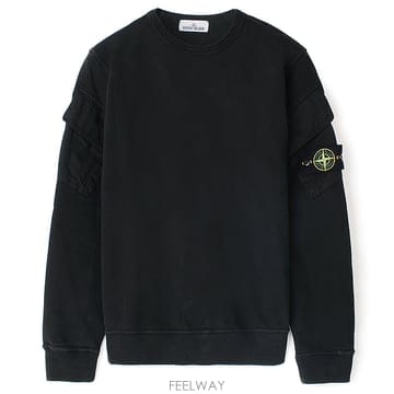 25FW 스톤 와펜 포켓 기모 맨투맨 블랙 K2S156100008 S0A20 V0029