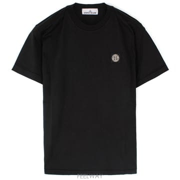 25FW 스톤 가슴패치 라운드 반팔티 블랙 K2S152100027 S0013 V0029