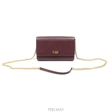 Ferragamo(페라가모) 22 0017 와인 페블 카프스킨 간치니 미니 체인 크로스백
