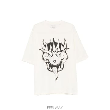 Y3 와이쓰리 프린트 코튼 티셔츠 KU2249CWHITE B0712264708