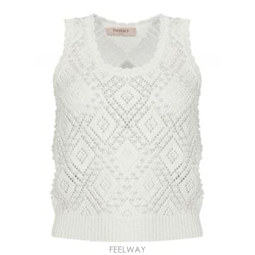 | Other Brand | 26SS Ʈ�� �� ž in maglia di cotone e perle Twinset 261TP320200026SS Ʈ�� �� ž in maglia di cotone e perle Twinset 26