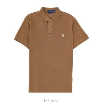 26 FW 폴로 랄프로렌 로고 엠브로이더드 스트레이트 헴 폴로셔츠 브라운 710680784