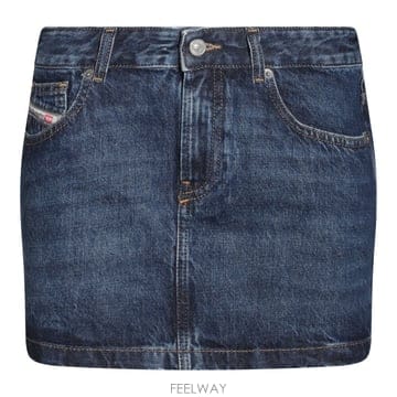 디젤 위스커링 이펙트 데님 미니 스커트