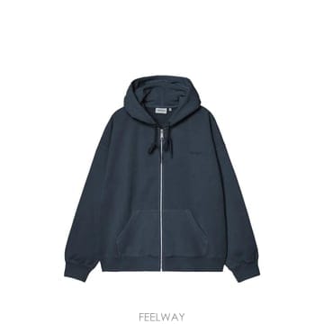 칼하트 로고 자수 후드 집업 핑크