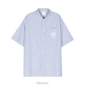 지방시 로고 자수 스트라이프 셔츠 블루