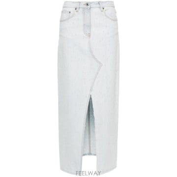 엠에스지엠 블루 디스트레스 데님 맥시 스커트 블루