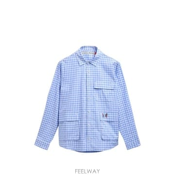 바버 X 폴 스미스 깅엄 자수 디테일 셔츠