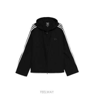 요지 야마모토 Y-3 지퍼 후드 티셔츠 블랙