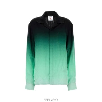 카사블랑카 쿠반 카라 롱 슬리브 셔츠 UWPF25SH00603 GR B0441748531