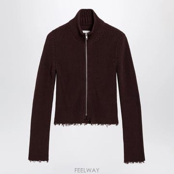 26 F/W MM6 메종 마르지엘라 초콜렛 립니트 지퍼 가디건 S52 B0052067902
