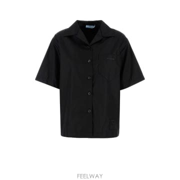 프라다 로고 패치 셔츠