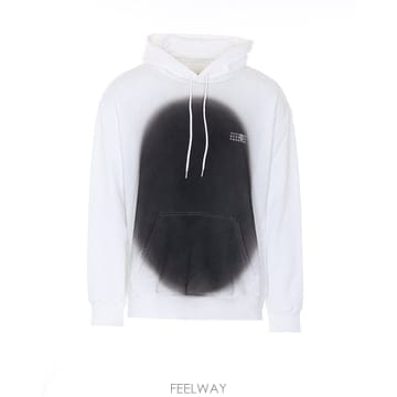 메종마르지엘라 로고 디테일 후드티 블랙