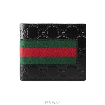 구찌 26SS GG 시그니쳐 웹 레더 반지갑 블랙 408827 CWCLN 1060