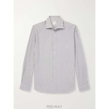 일레븐티 스트라이프 라이오셀 & 코튼블렌드 셔츠 N75CAMH03  B0082265727