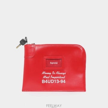 슈프림 레더 머니 남성 클러치백 FW25B20 RED