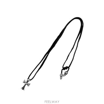 크롬하츠 크로스 모티프 레더 브레이드 목걸이 PM