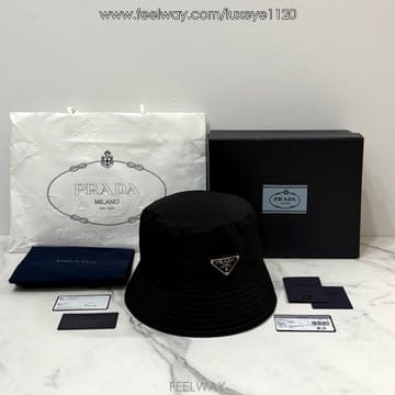 프라다 리나일론 버킷햇 카키