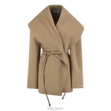 26FW 스포츠 맥스 SPXUGUALE   Wrap 쇼트 코트 in virgin 울 2622086031600
