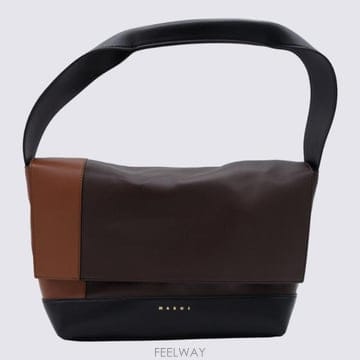 마르니 블랙 & 브라운 숄더 백 블랙 & 브라운