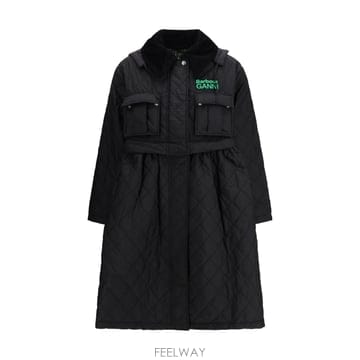 바버 X 가니 퀼팅 후드 코트