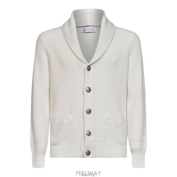 브루넬로 쿠치넬리 숄칼라 리브드 코튼 가디건