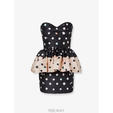 펜디 FALENA 도트 태피터 뷔스티에 드레스 블랙