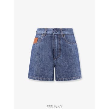 펜디 로고 패치 데님 반바지 블루