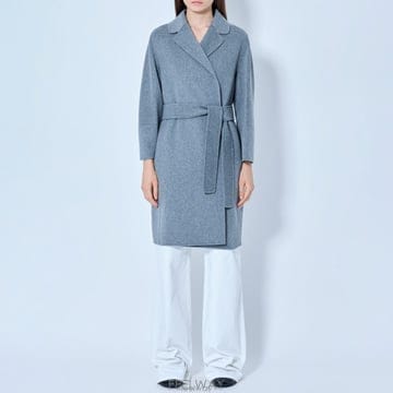 26 FW 막스마라 노치드 라펠 벨트 웨이스트 울 코트 그레이 2629016091600 030