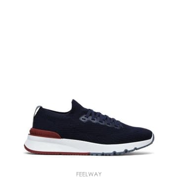 26FW 브루넬로 쿠치넬리 코튼 니트 세미 폴리쉬드 카프스킨 러너 MZUPMBO252 CP307 BLUE