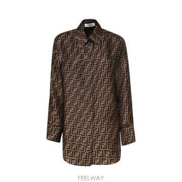 26FW 펜디 실크 셔츠 FS8107 A8G3F118W BROWN