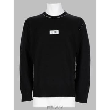 26FW MM6 메종마르지엘라 콘트라스트 스티치 뉴메릭 울 점퍼 SH0HL0017 M13037900 BLAC