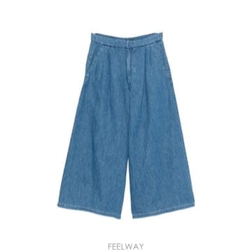 막스마라 코튼 & 린넨 와이드레그 진