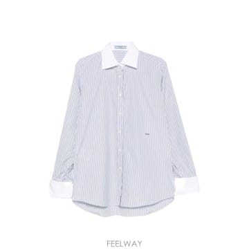 프라다 스트라이프 코튼 셔츠