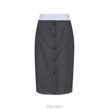26FW 프라다 라이트 모헤어 샴브레이 스커트 P169I 6106F0480 GREY