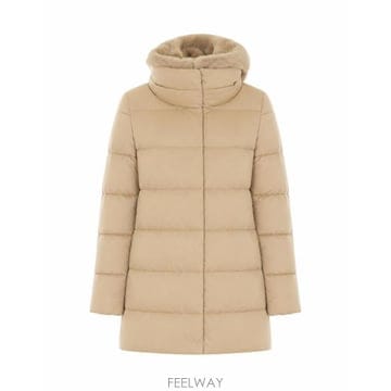 26FW 에르노 새틴   뉴 레이디 퍼 A셰이프 다운 자킷 PI001934D 12170Z1985 Beige