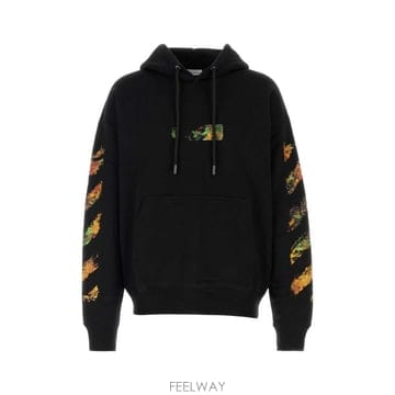 26FW 오프화이트 후드 티셔츠 44MBB085F26F004001 BLACK