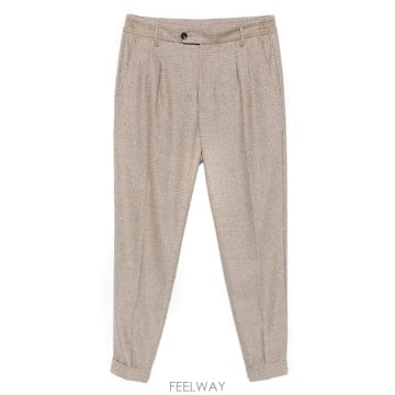 일레븐티 베이지 WOOLCASHMERE 블렌드 플래드 트라우저 N7 B0302267823