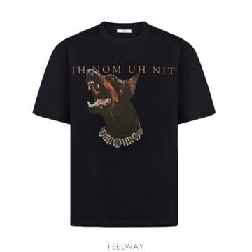 이놈어닛 블랙 코튼 뉴 DOBERMANN 프린트 티셔츠 NUW262 B0302267829
