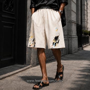 Atelier Painted Cut-Off Shorts (CREAM)