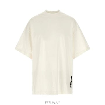 질샌더 티셔츠 인 CREAMWHITE 프레인 코튼 저지 J22GC0 B0302267841