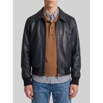 26 F/W 아미 블랙 LAMBSKIN 레더 집업 자켓 HJK850L B0022267960