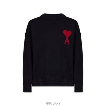 26FW 아미 빅 하트 울 크루넥 스웨터 UKS838 018009 Noir rouge
