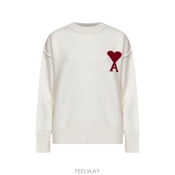 26FW 아미 빅 하트 울 크루넥 스웨터 UKS838 018154 Ecru rouge