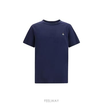 26FW 비비안웨스트우드 가먼트 다이드 로고 저지 반팔 티셔츠 3G010013J00BL K410 BLUE