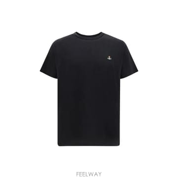 26FW 비비안웨스트우드 가먼트 다이드 로고 저지 반팔 티셔츠 3G010013J00BL N401 BLACK