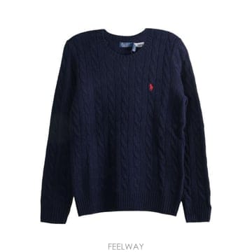 26FW 폴로 랄프로렌 폴로 자수 케이블 니트 스웨터 211971865003 HUNTER NAVY